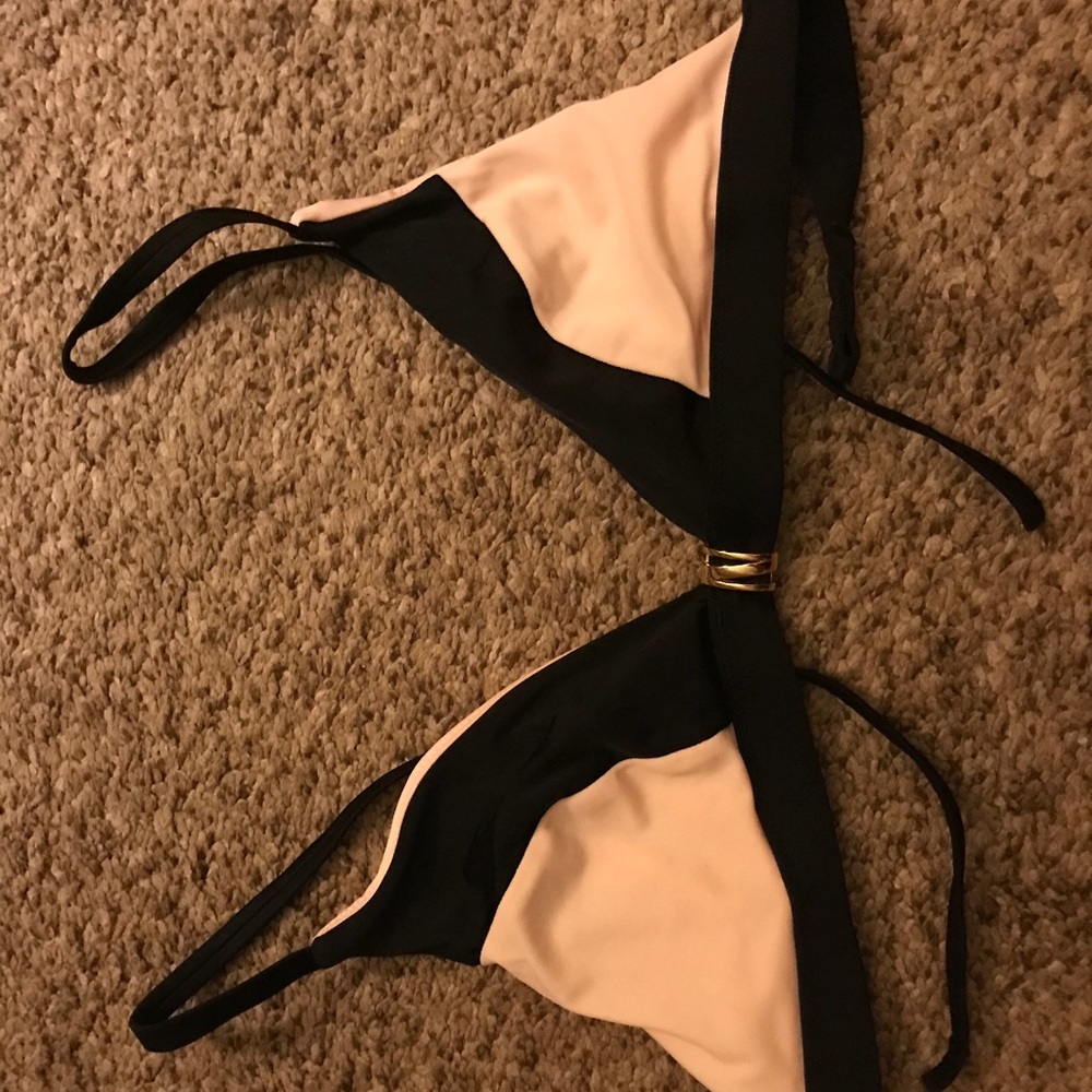 Pink and black reversible bikini top